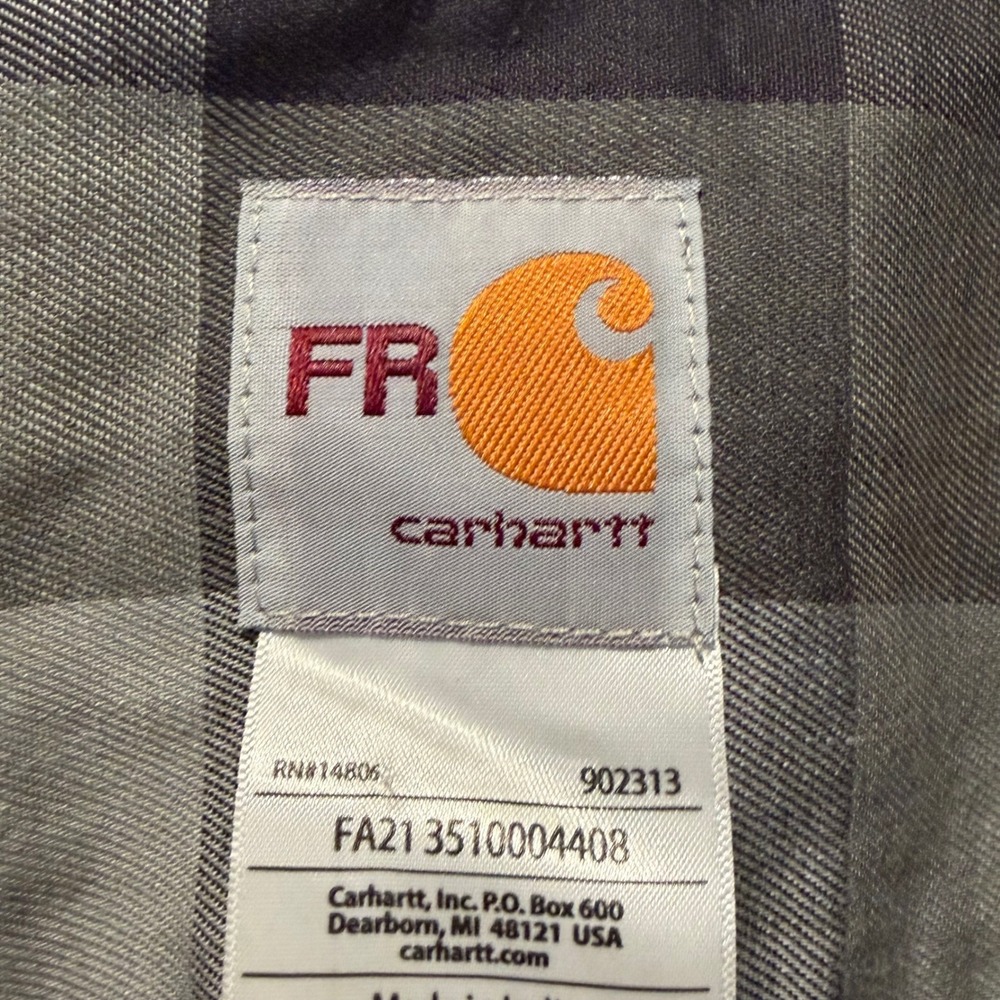 Carhartt FR Flame Resistant Plaid Work Shirt Mens Large Grey 104507 CAT 2 - Picture 4 of 9